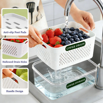 8/10/12/16 Pcs Fridge Organizers and Storage Stackable Fruit Storage Container for Fridge with Removable Colander, Bpa-Free Food Storage Container for Salad Berry Vegetable Meat Keeper Fresh Containers, Kitchen, Utensils