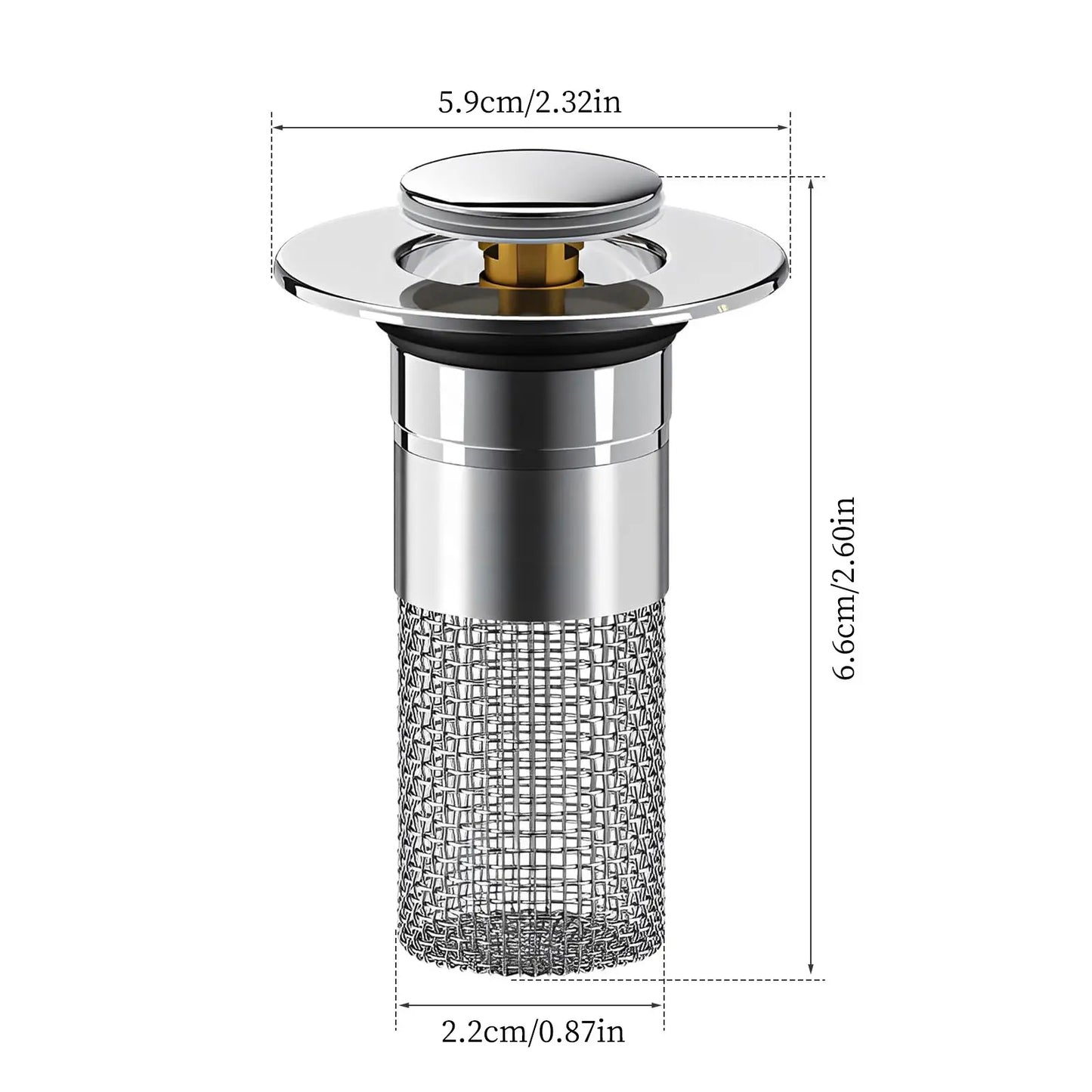 Bathroom Sink Drain Strainer, Pop up Sink Drain Strain, Bathroom Sink Stopper with Removable Stainless Steel, Filter Basket Hair Catcher Hair Catcher
