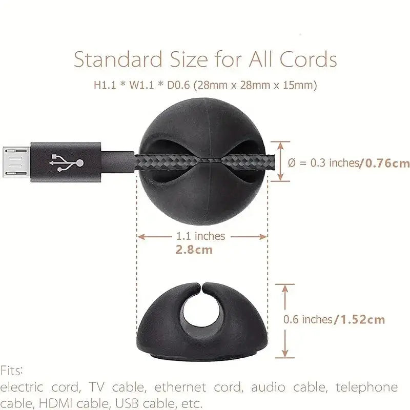 Data Cable Fixer, 3/6Counts Multipurpose Desktop Charging Cable Organizer, Multifunctional Self-Adhesive Data Cable Holder for Home Office, Summer Gift, Extension Cable Organizer