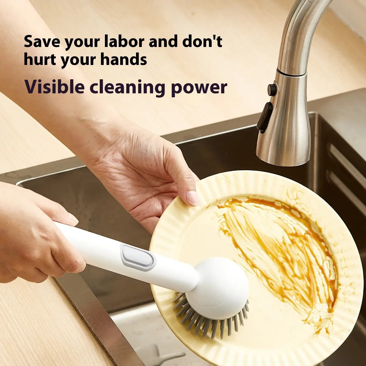 6-In-1 Dish Brush with Detergent Dispenser Adjustable Angle Rotating Scrub Function for Pots Pans Dishes Utensils Wall Mount Ideal for Sink Stove Cookware Kitchen Cleaning Soap Sponges - Pad