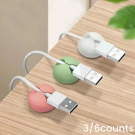 Data Cable Fixer, 3/6Counts Multipurpose Desktop Charging Cable Organizer, Multifunctional Self-Adhesive Data Cable Holder for Home Office, Summer Gift, Extension Cable Organizer