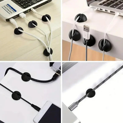 Data Cable Fixer, 3/6Counts Multipurpose Desktop Charging Cable Organizer, Multifunctional Self-Adhesive Data Cable Holder for Home Office, Summer Gift, Extension Cable Organizer