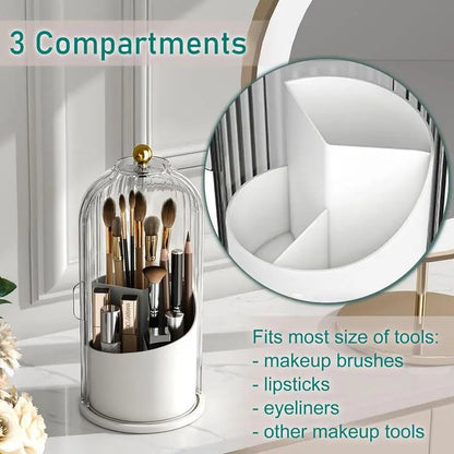 Toothbrush Holders with Sliding Lid, Rotating 3 Slots Bathroom Organizer Countertop, Tooth Brush Toothpaste Holder Bathroom Counter Stand Sink Organizer Caddy for Vanity Makeup Brushes Holder(Grey/White)