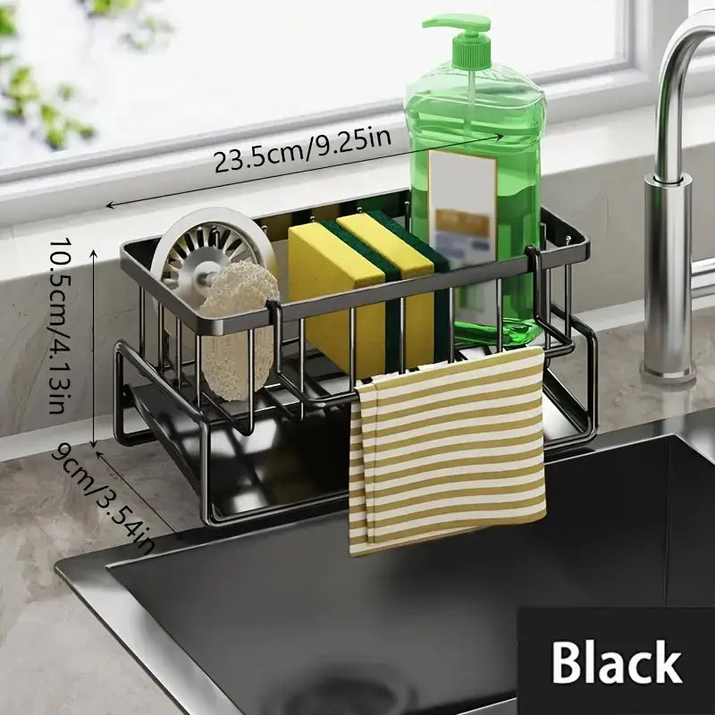 Kitchen Sink Drain Rack, Space Saving Punch-Free Spice Rack with Rag Drain Function, Sink Faucet Organizer, Home Organizer for Kitchen, Drainage Rack