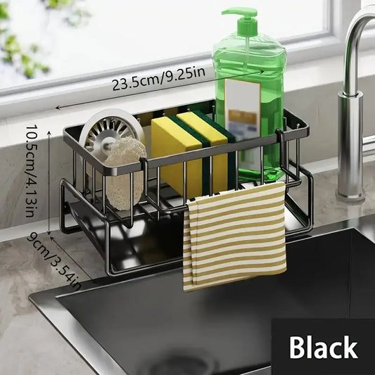 Kitchen Sink Drain Rack, Space Saving Punch-Free Spice Rack with Rag Drain Function, Sink Faucet Organizer, Home Organizer for Kitchen, Drainage Rack
