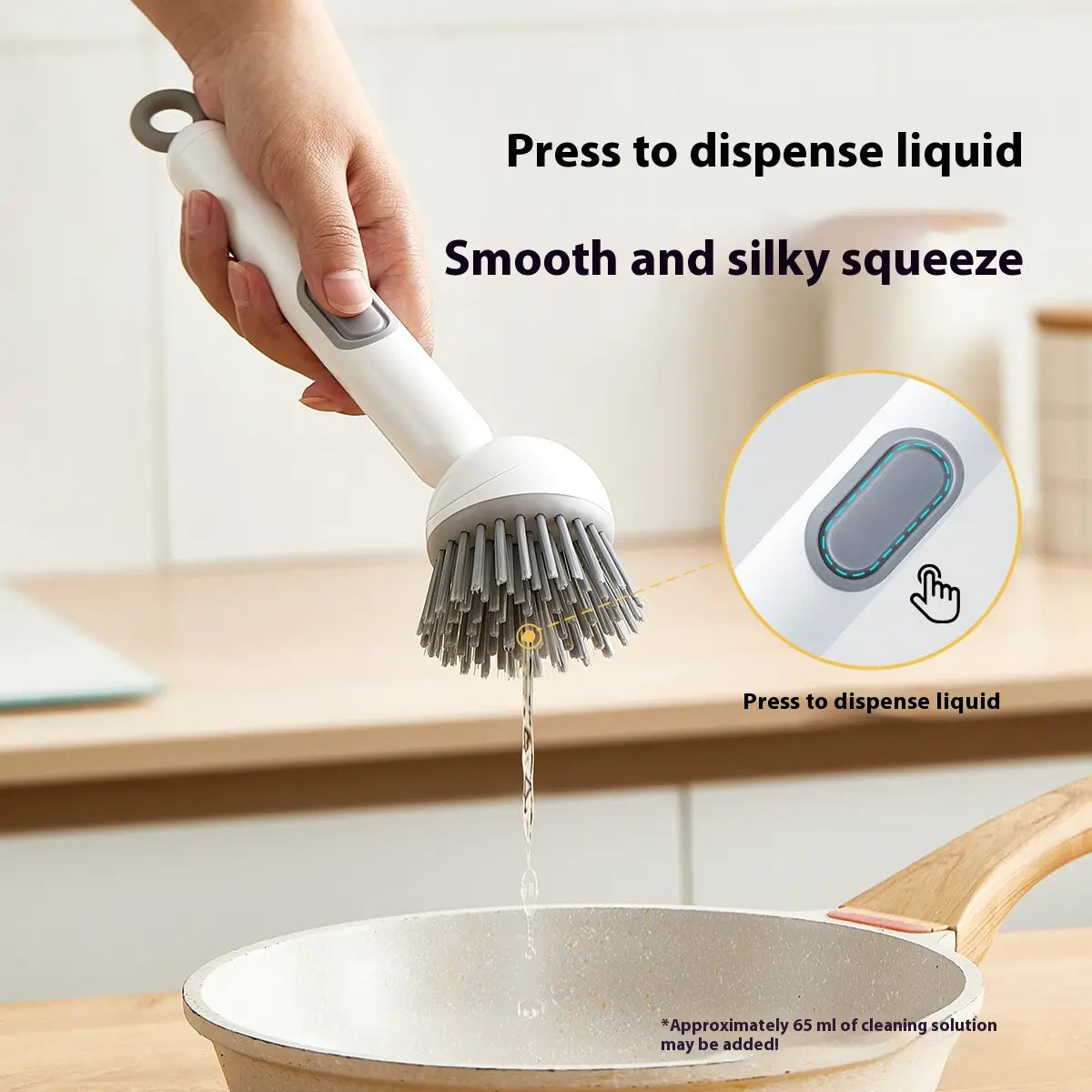 6-In-1 Dish Brush with Detergent Dispenser Adjustable Angle Rotating Scrub Function for Pots Pans Dishes Utensils Wall Mount Ideal for Sink Stove Cookware Kitchen Cleaning Soap Sponges - Pad